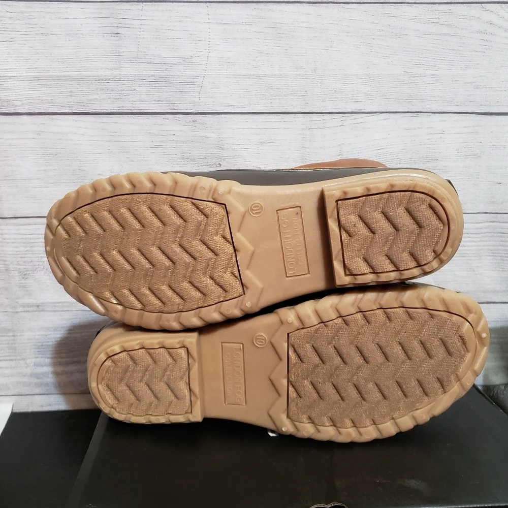 London‎ Fog Men’s Duck Boots Size 10M – Cognac Brown Waterproof Memory Foam